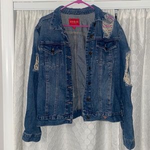 GUESS Distressed Oversized Jean Jacket Women's